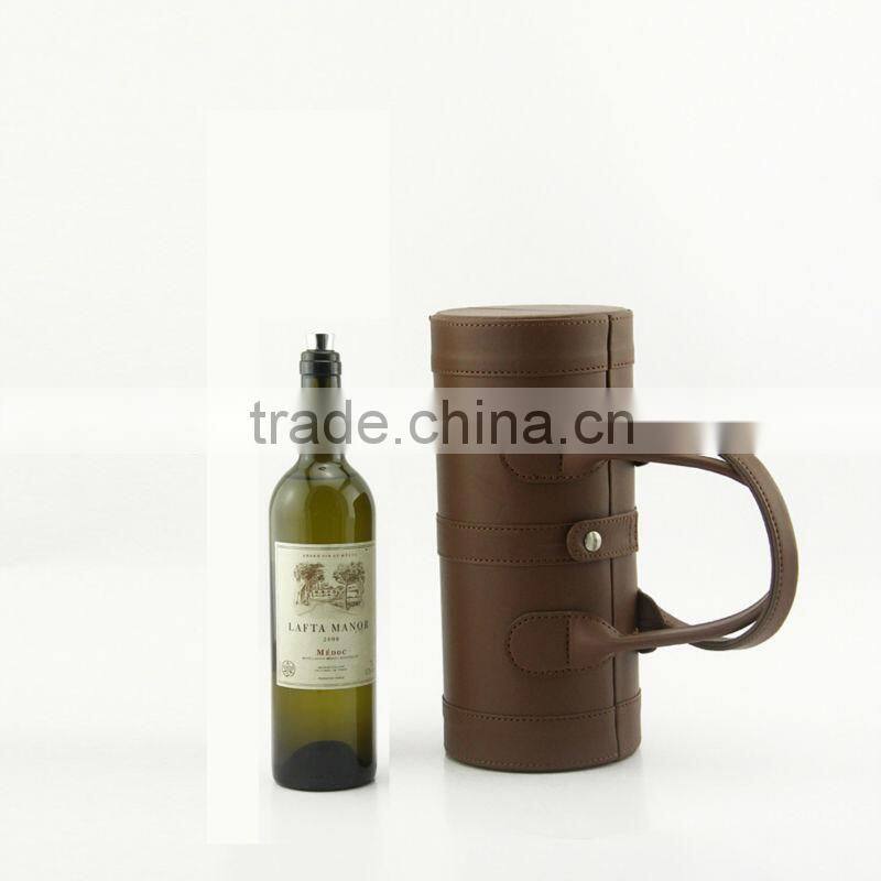 Brown new design PU leather wine bag