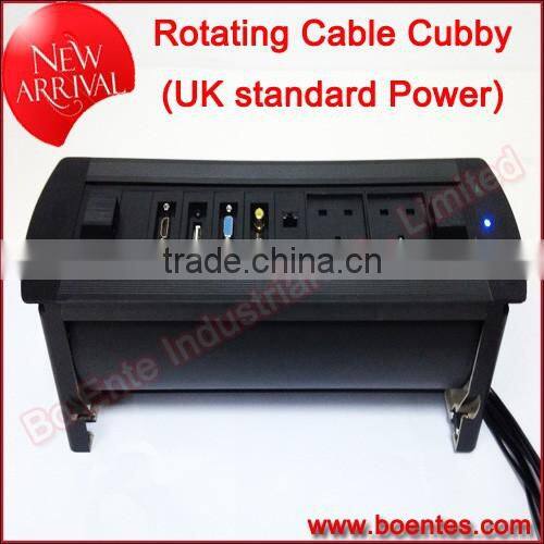 Table Motorized Hidden Power Outlets/Desktop Electric Rotating Pop Up Socket for Office AV Power Solutions