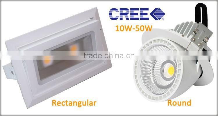 40W LED shopfitter, rectangular adjustable COB LED shop light Ceiling Recessed Downlight