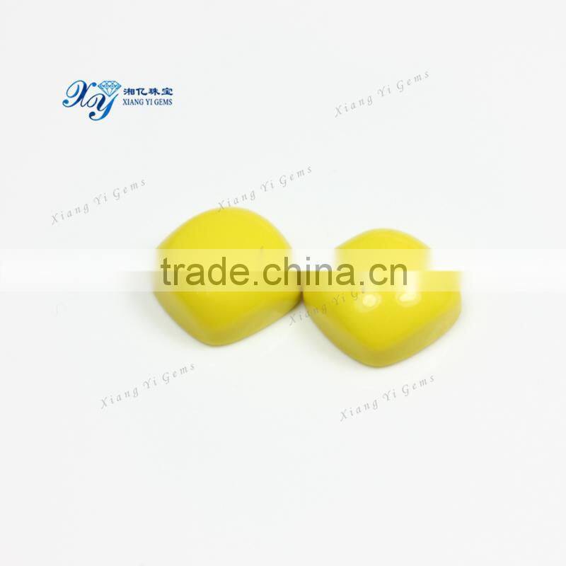 Exquisite Turquoise Rough 10x10mm Yellow Synthetic Turquoise Square Shaped Kawaii Cabochons Wholesale