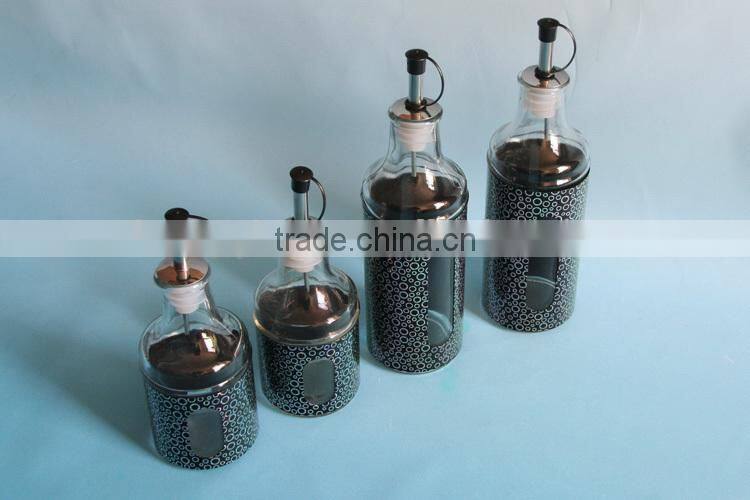 glass bottles oils with metal skin