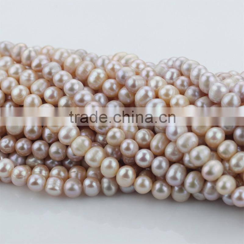 pink lavendar color potato shape A grade rings 8-9mm natural color pearl strand