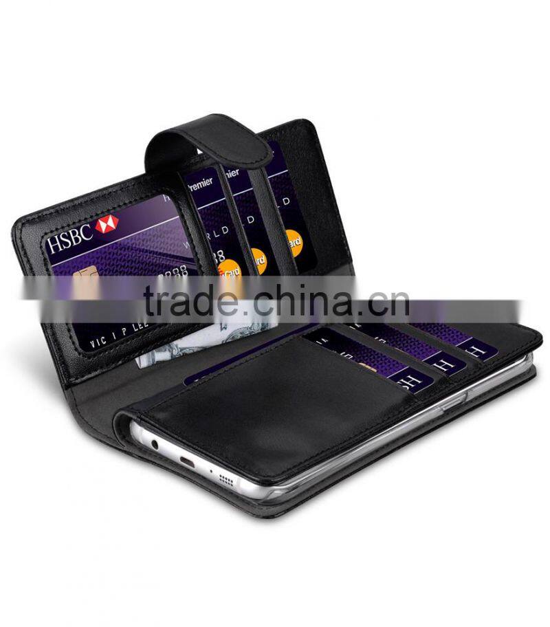 Popular Black Wallet MOBILE PHONE CASE Double Layer PU Leather Case for Samsung Galaxy S7 Edge