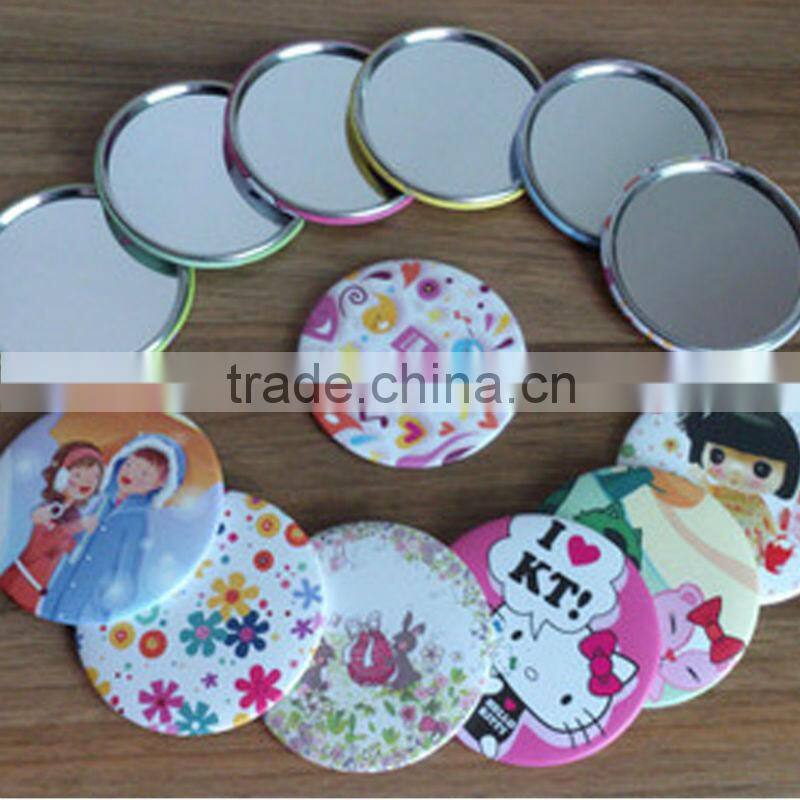 Custom Made Tin Plate Mirror / Round Tinplate Pocket Mirror With Full Color Printing/Pocket Mirror
