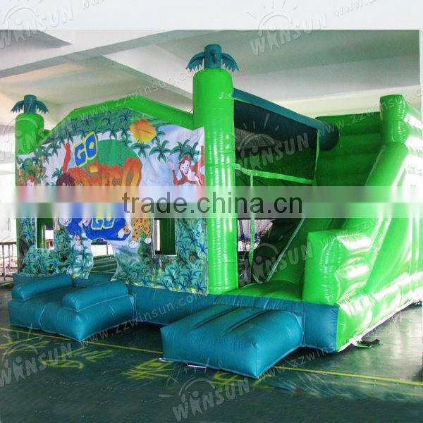 Hot!! rainforest theme WSS-022 inflatable fox slide game