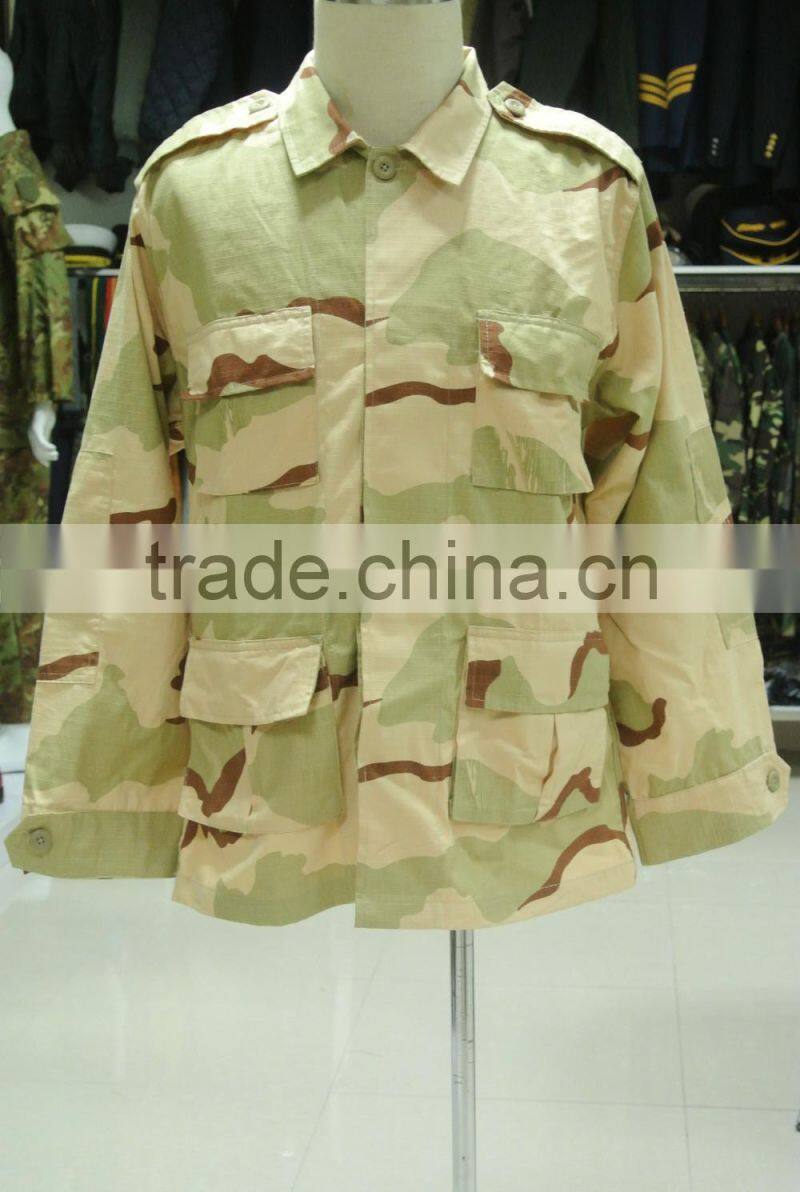 hot sale 60% cotton 40% polyester ripstop yellow tone desert camouflage USA army battle dress uniform