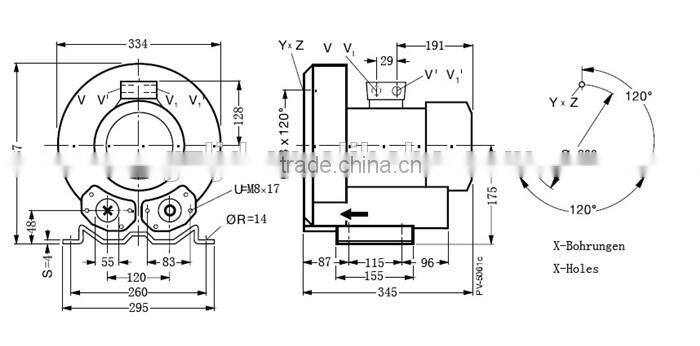 2.2KW dry cleaning turbo fan blower