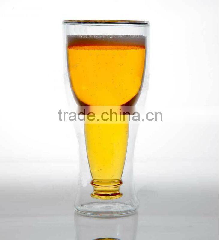 Beer bottle design of Double wall Champagne glass cup
