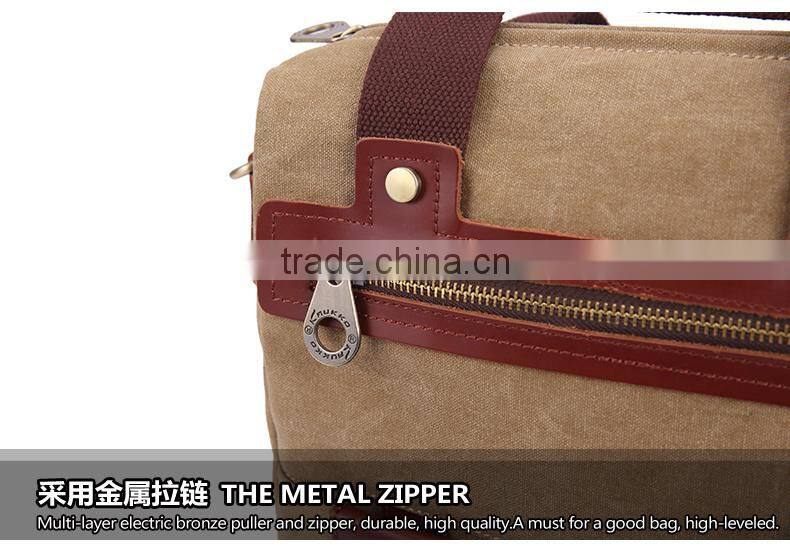 Casual Genuine Leather Hand Bag Canvas Messenger bag Mens Hand Bag Tablet Messenger Bag For Men