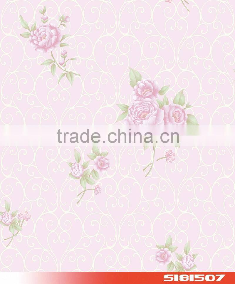 pink flower floral modern pvc wallpaper wallcovering S181507