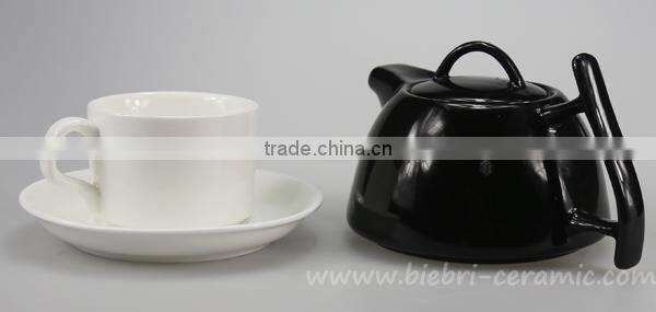 16 OZ Black Color Ceramic Stoneware Coffee Tea Pot And Tea pot Set, Original Chinese Teapot