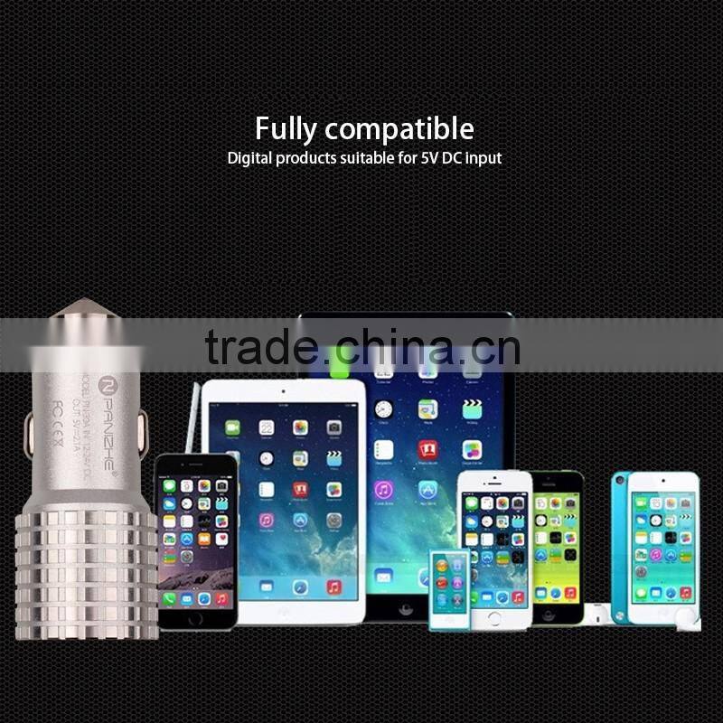 Latest promotional portable dual usb car charger for smart device charging in stock