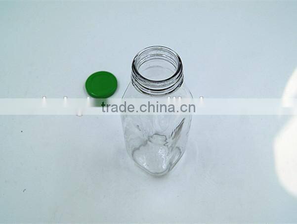 Clear French square glass milk bottle beverage bottle