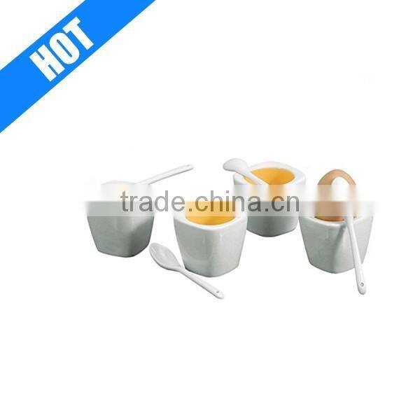 Custom Porcelain Square Egg Cup Set with Spoons