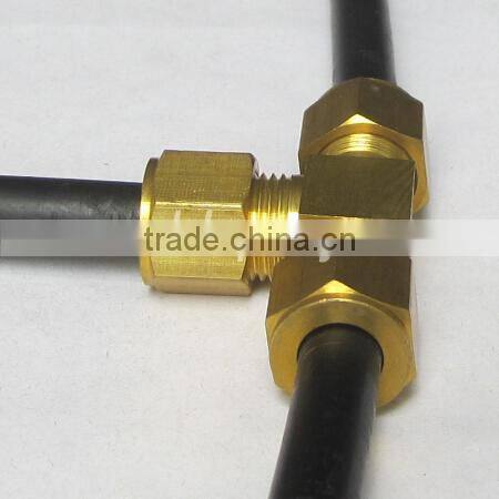 Threaded type brass or stainless steel SS T connectors with ferrule set
