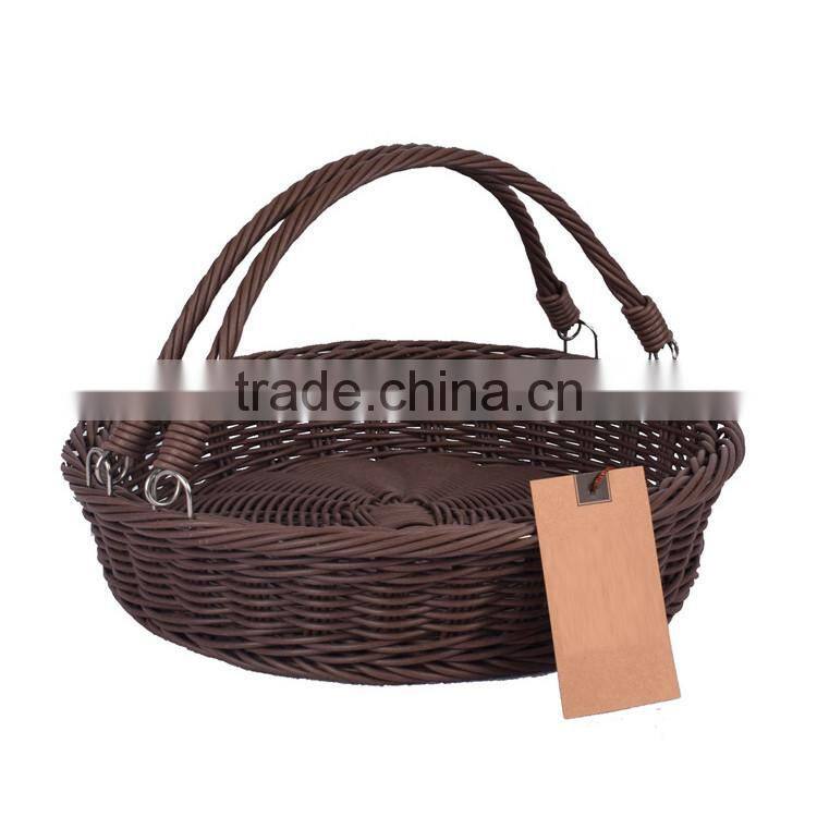 Large size fruit vegetable used cheap wholesale plastic wicker baskets with handles