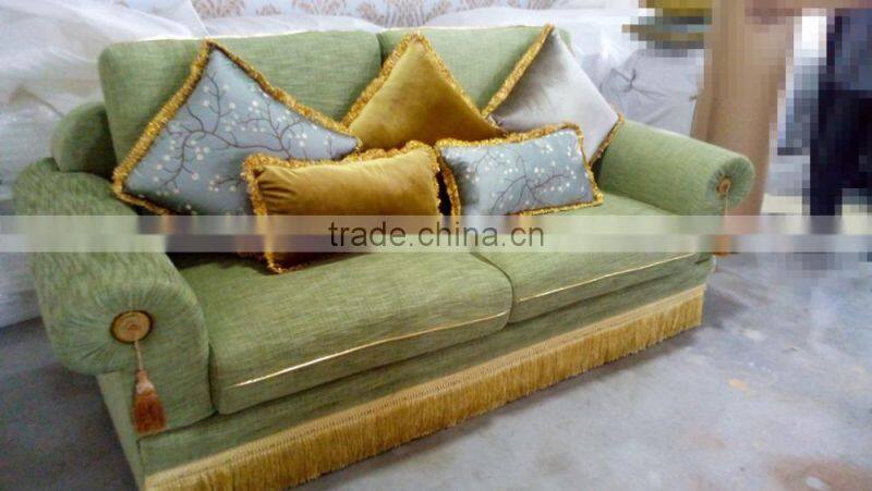 Elegant Green Upholstery Sofa, Classic Wooden Three Seater Sofa Couch, Comfort Living Room Chesterfield Sofa