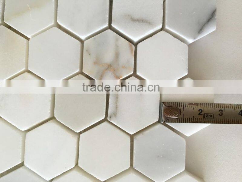 Italy calacatta gold marble mosaic tiles iridescent floor
