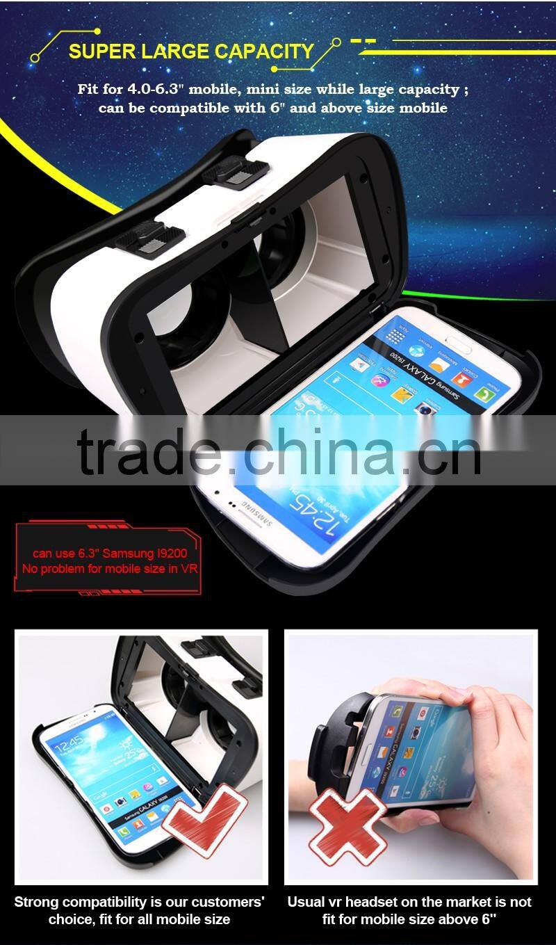 Fashion Style VR case 2 Generation Virtual Reality 3D glasses for IOS and android phone with gamepad
