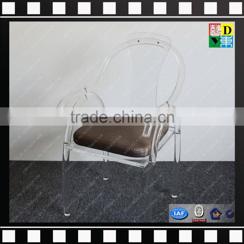 Luxury acrylic office chair clear acrylic arm-chair wholesale PMMA ghost chair from shenzhen yidong