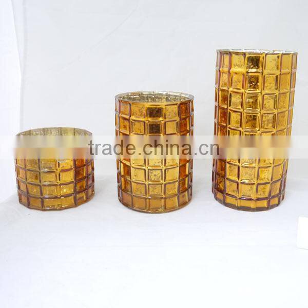 christmas decoration gold color glass hurricanes