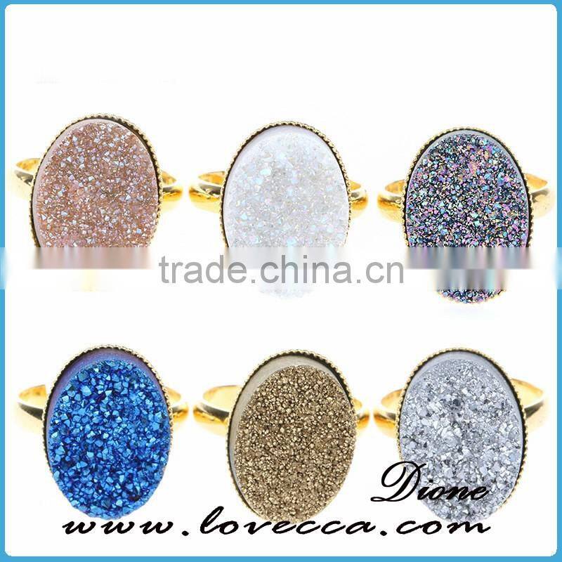 Most popular natural agate druzy quartz ring for mens