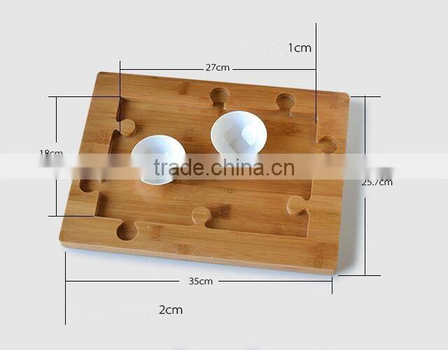 Creative bamboo custom wood tray set with coaster for coffee