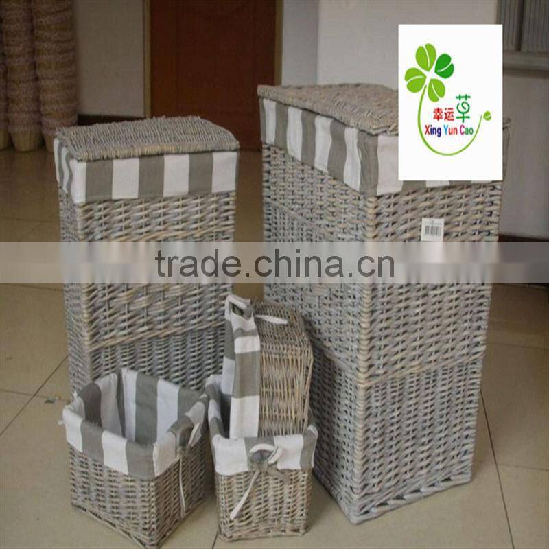 large rectangular black wicker laundry basket