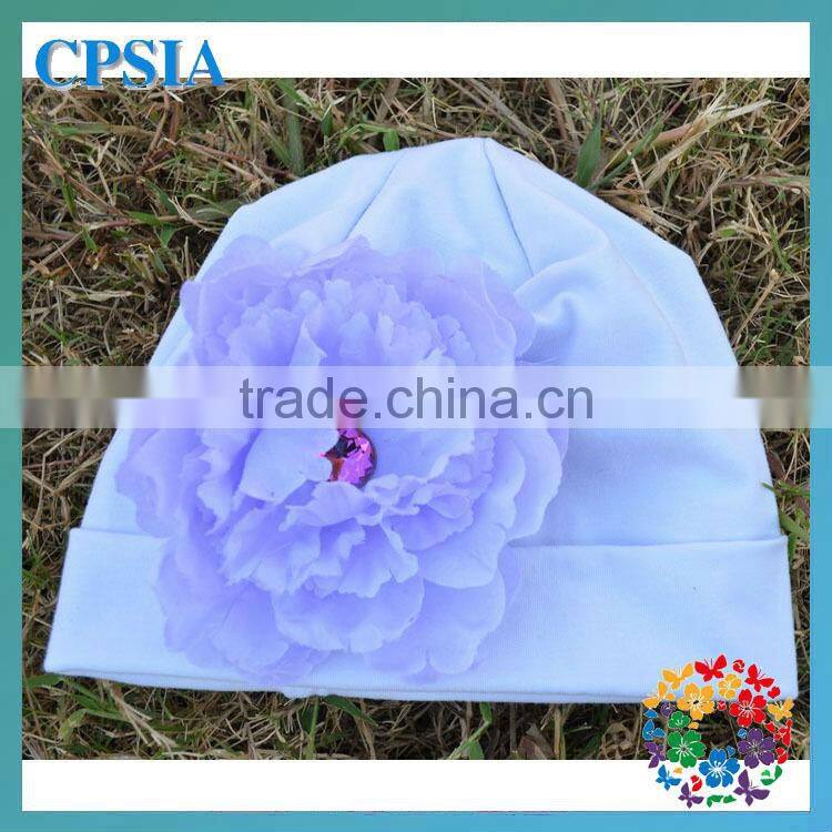 Wholesale organic cotton beanies with daisy flower for infant and toddle