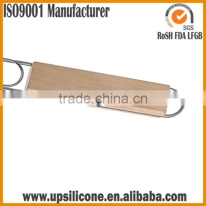 Non-Stick BBQ Fish Grilling Basket / Grill Stainless Steel Wire Mesh/BBQ Grill Mesh With Wooden Handle/Grill Lattice