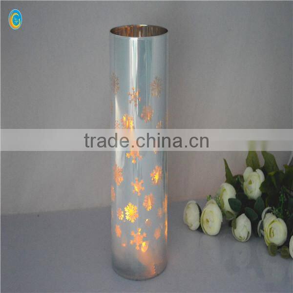 Clear Crystal Tall Glass Candle Holder For Home Decoration