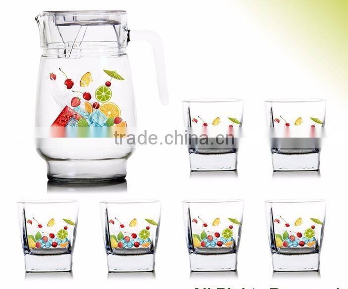 1300ml halloween christmas and sea color printing jar and 6pcs cups set