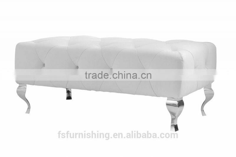 JR113-2 Modern contemporary white color genuine leather crystal tufted leisure chair bed end bench stool neoclassic no MOQ