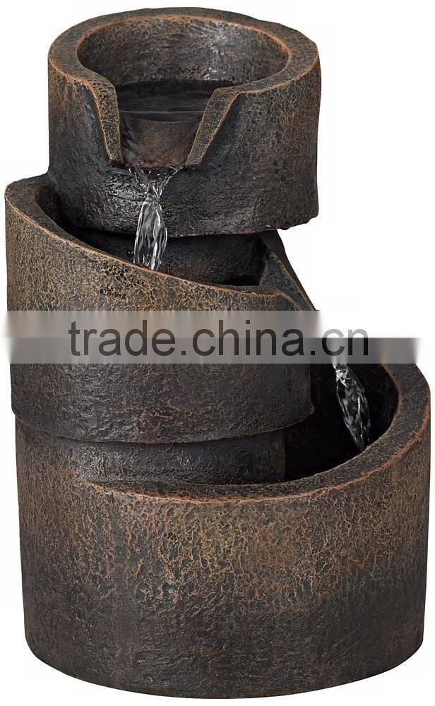 3-Tier Bronze Stone Contemporary Tabletop Fountain