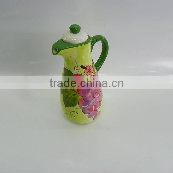 Novel design handpainted ceramic oil vinegar bottle