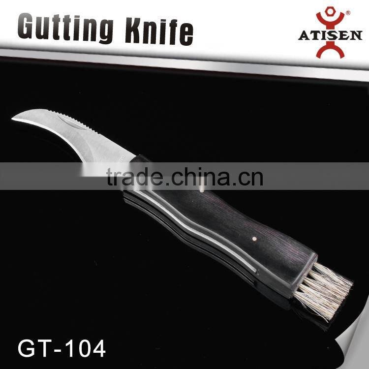 Hot sale Folding wooden handle Mushroom Knife With Brush GT-104