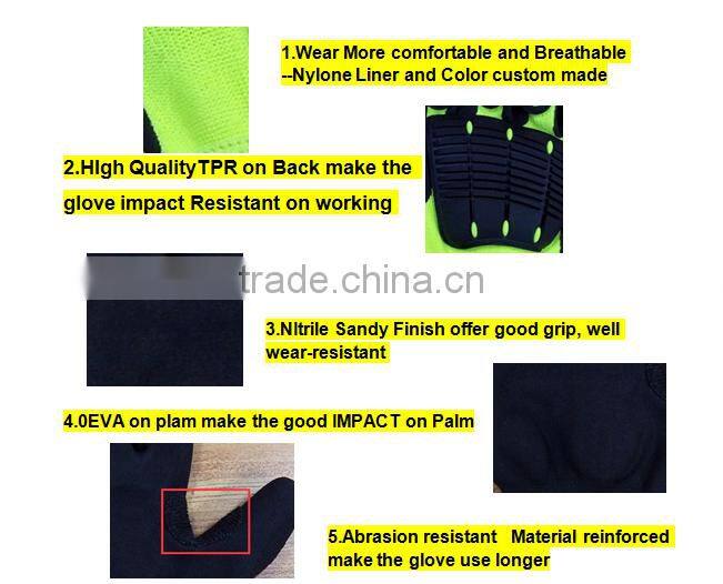 SunnyHope Nitrile Sandy coated TPR impact glove