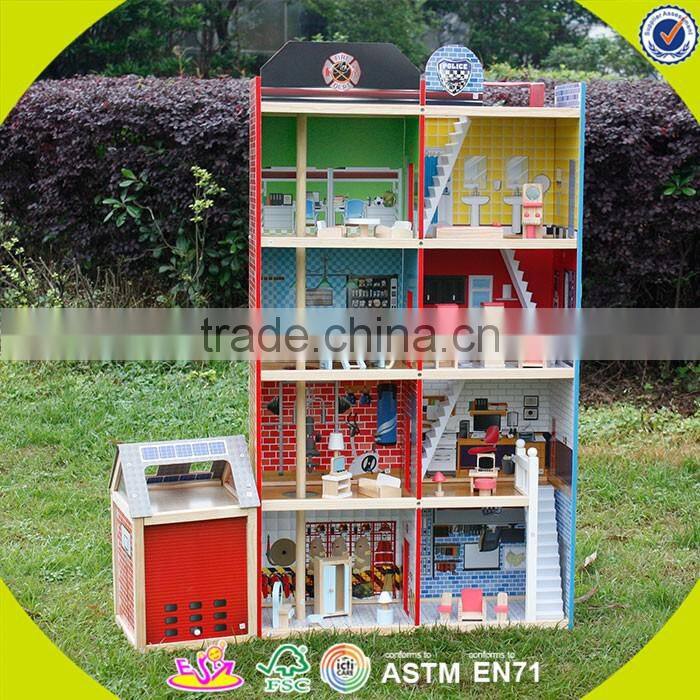 2017 new design pretend toy kids wooden model doll house W06A138