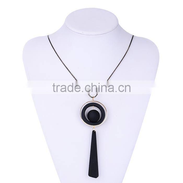 chunky bead ball wood hoop gold hoop rubber strip pendant necklace long geometric necklace