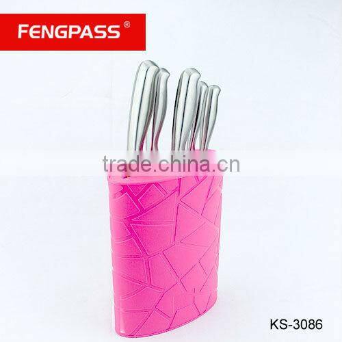 Rose red color modern knife block(346-389-476)