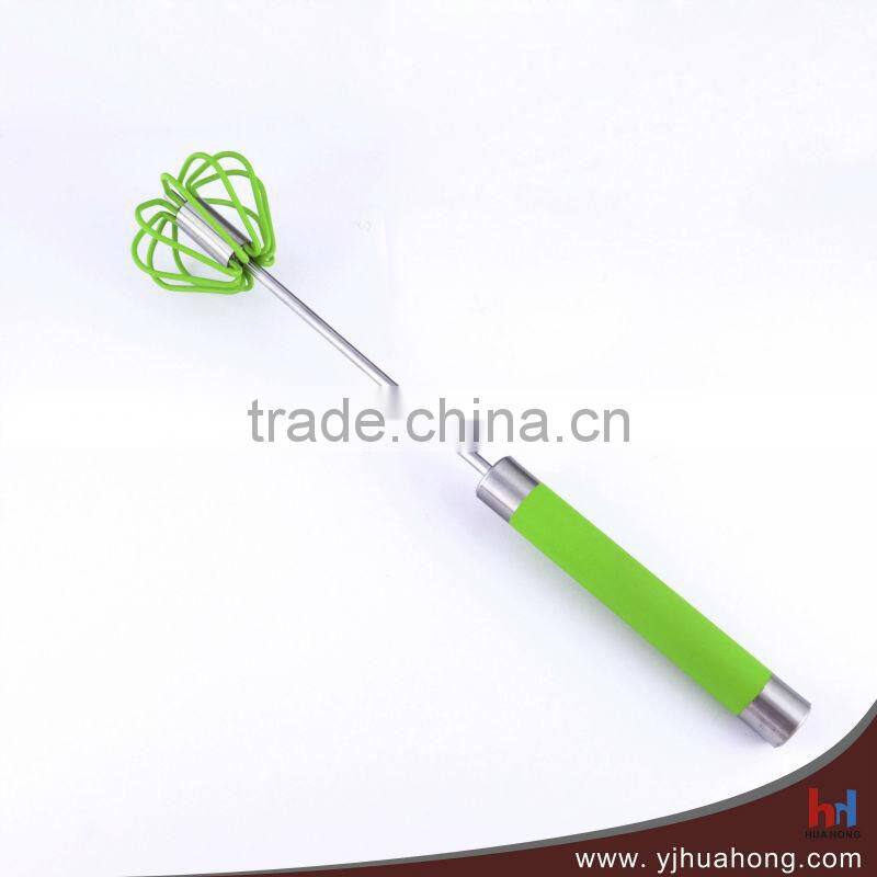 Silicone rotary whisk with non-slip grip handle (HEW-63)