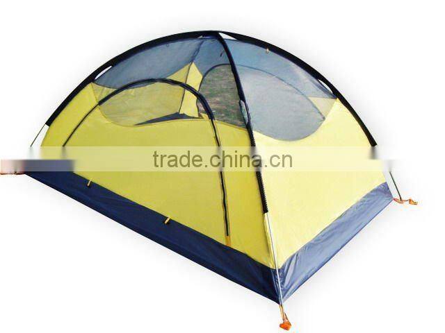 Yellow polyester 3-person camping tent