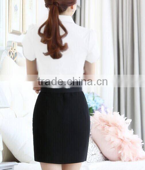 New fashion Polo collar petal sleeve lady shirt