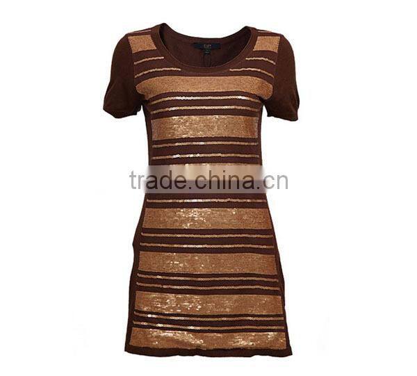 Latest garment design Ladies' close fit short-sleeved stripe printed import clothing from china