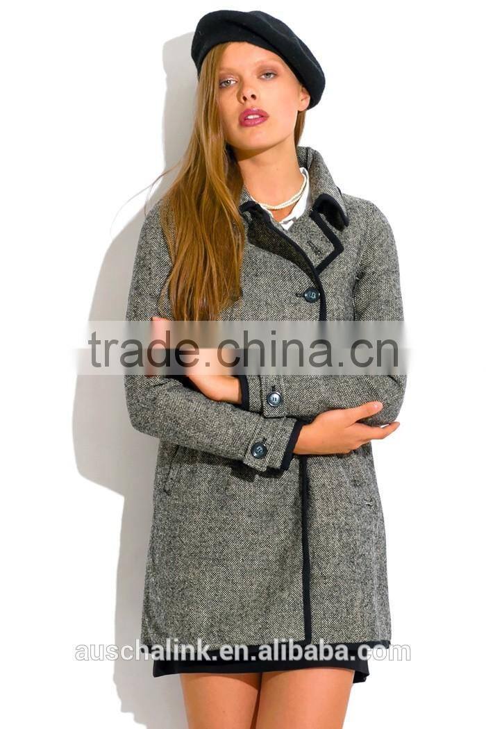 high quality new model charcoal gray wool blend women's coat