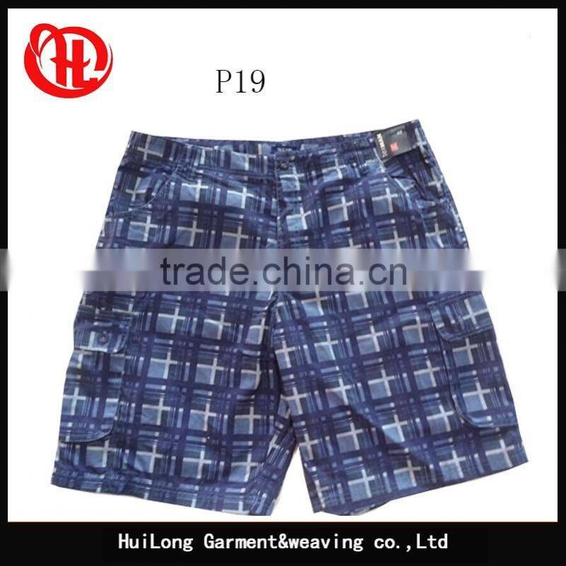 cheap cargo short pants stocklots men's washed shorts printed plaid