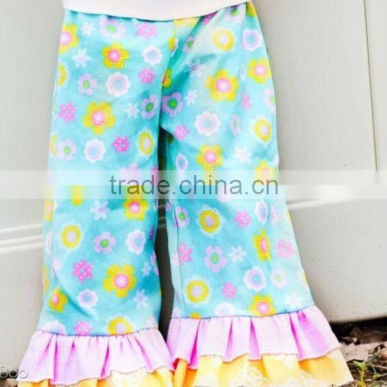 fashion wholesale Baby denim ruffle pants 100% cotton kid clothes