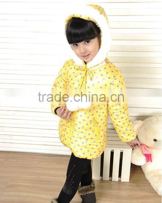 Girls 2-6X Solid Puffer With Dot Trim Jacket
