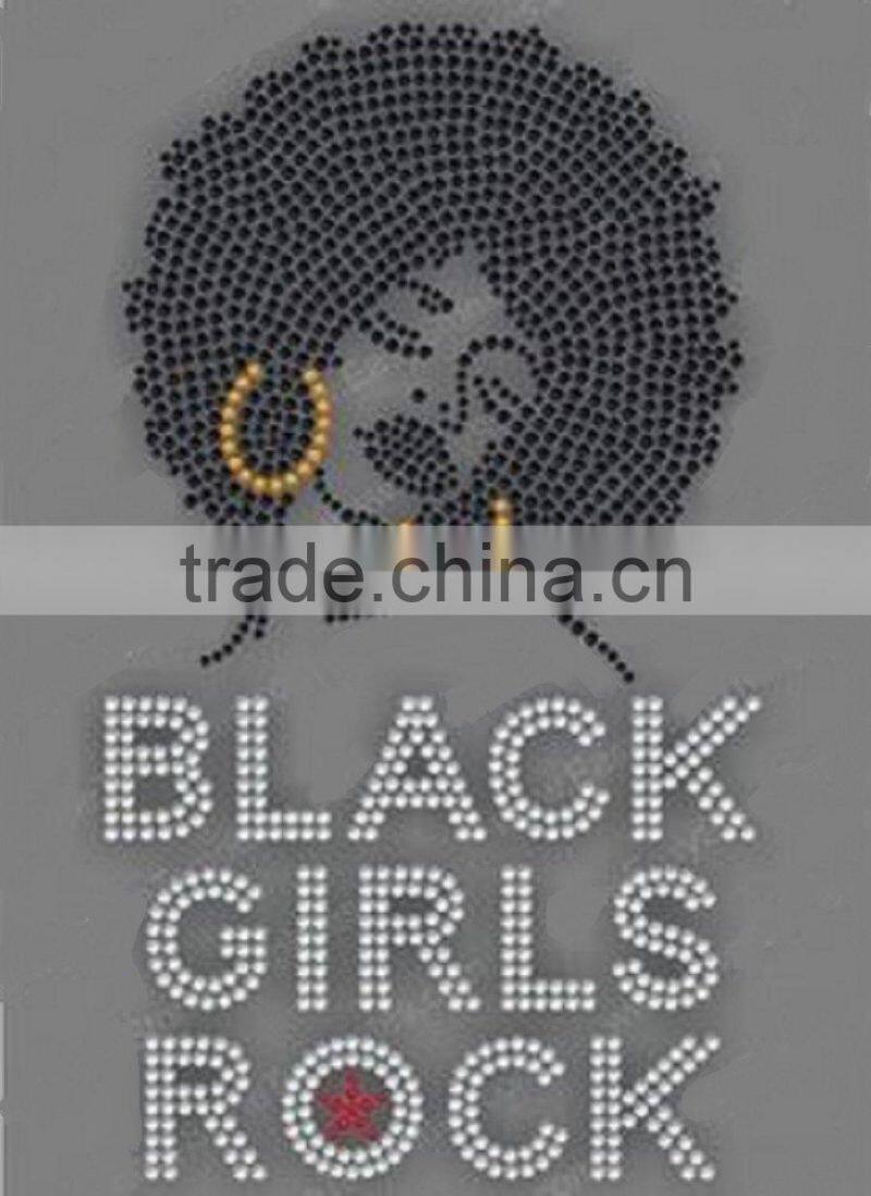Black Girls Rock Rhinestone Iron on T Shirt Transfer