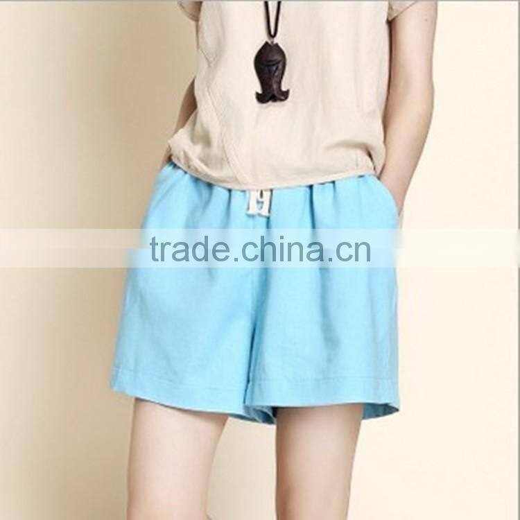2016 wholesale adult crepe spandex shorts with pockets tie waist detail shorts custom